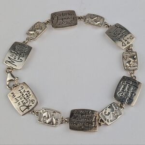 925 Sterling Silver MOTHER Spell Out Quote Bracelet 16.9g  Marked LA